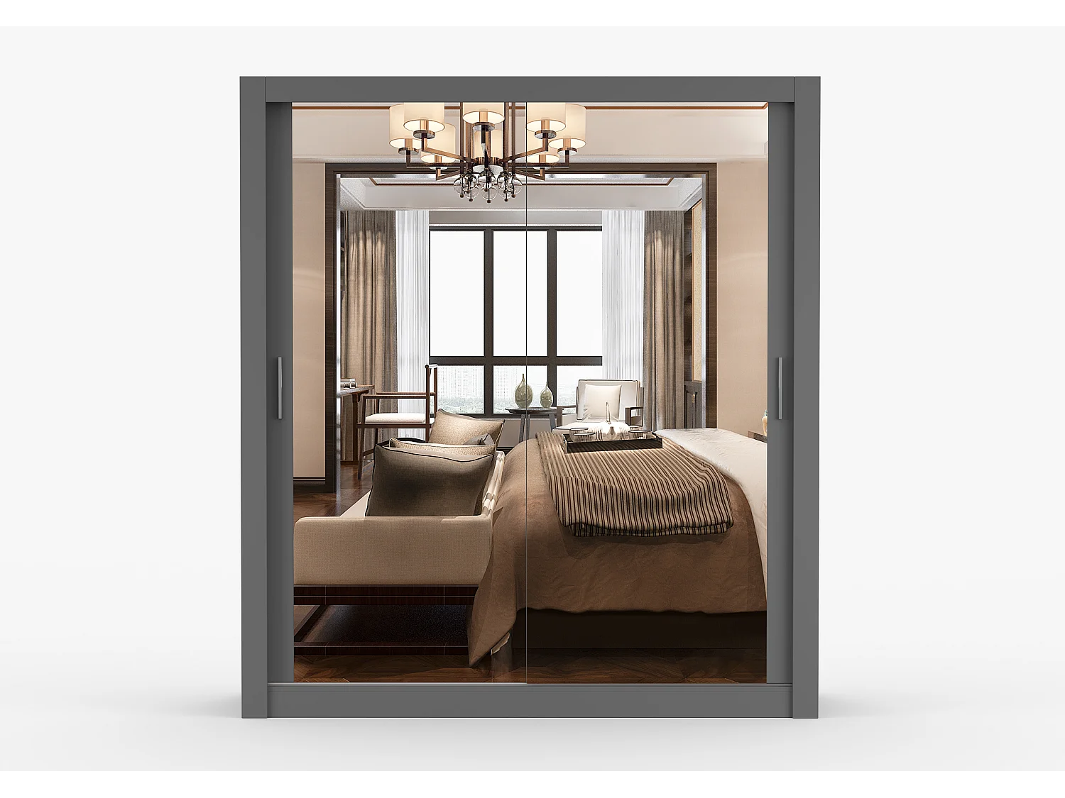 Armoire Miro 180 cm avec miroir - Gris
