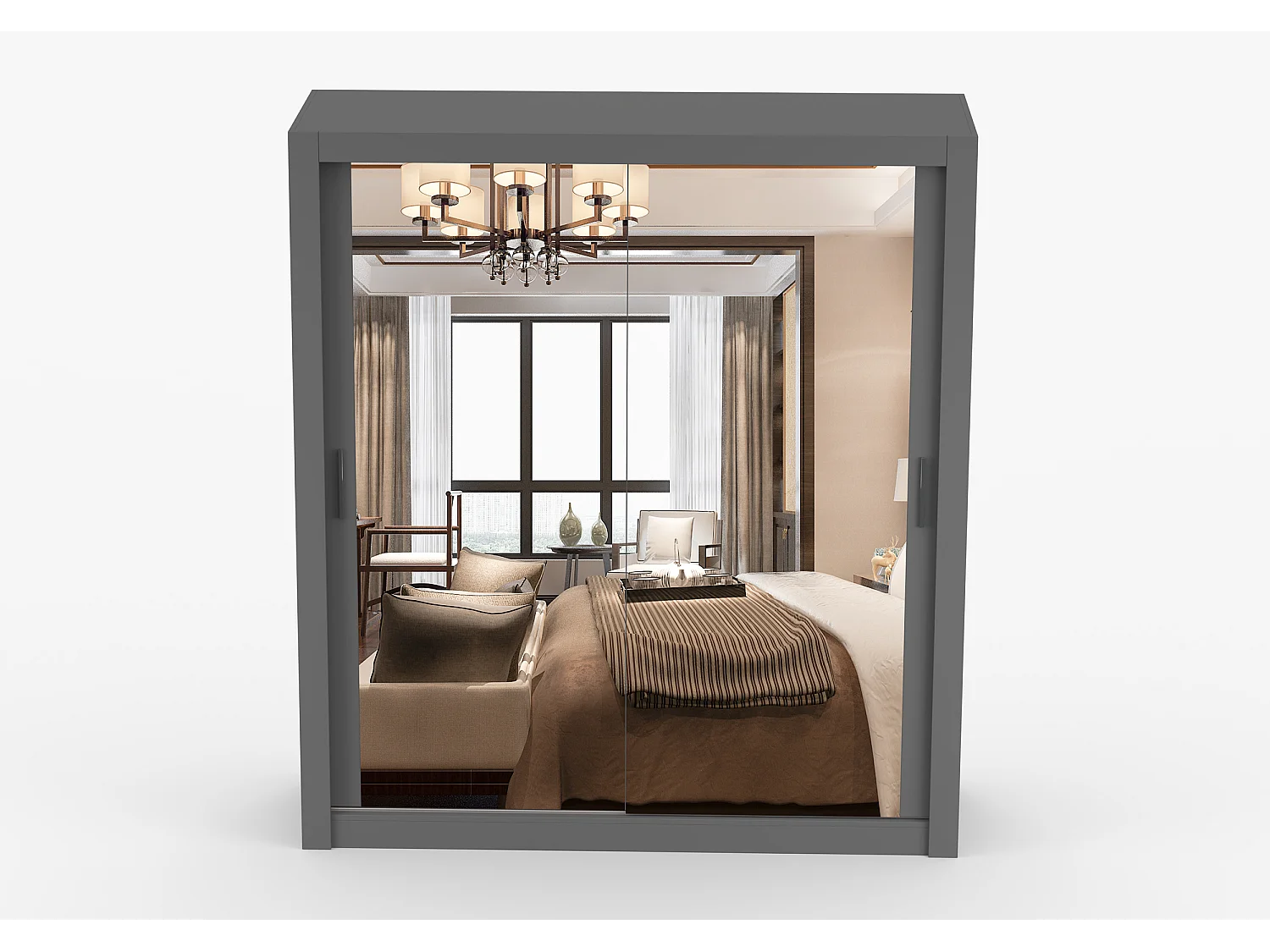 Armoire Miro 180 cm avec miroir - Gris