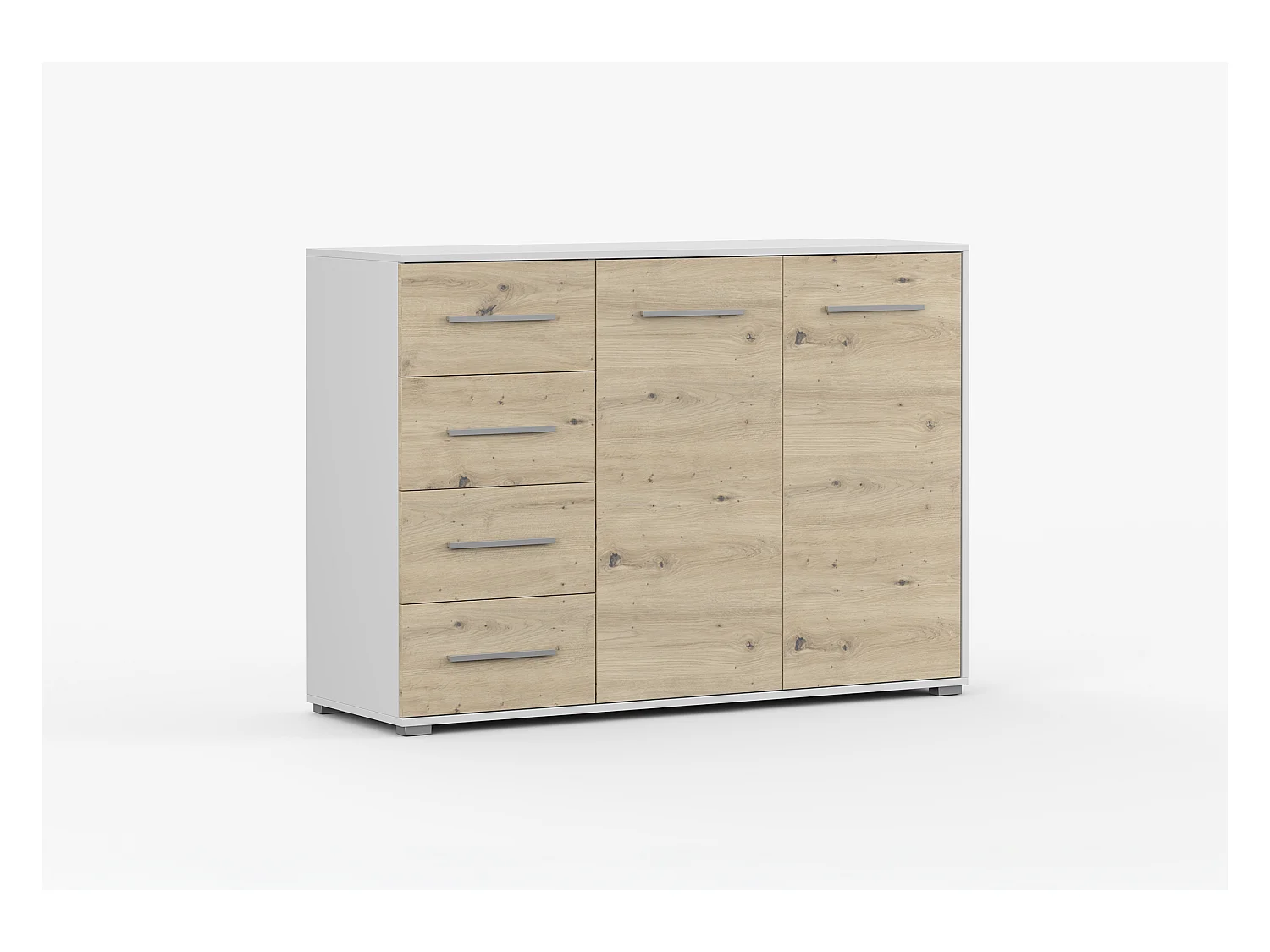 Buffet - Commode Ilario III 135 cm - Aspect mat - Blanc - Artisan
