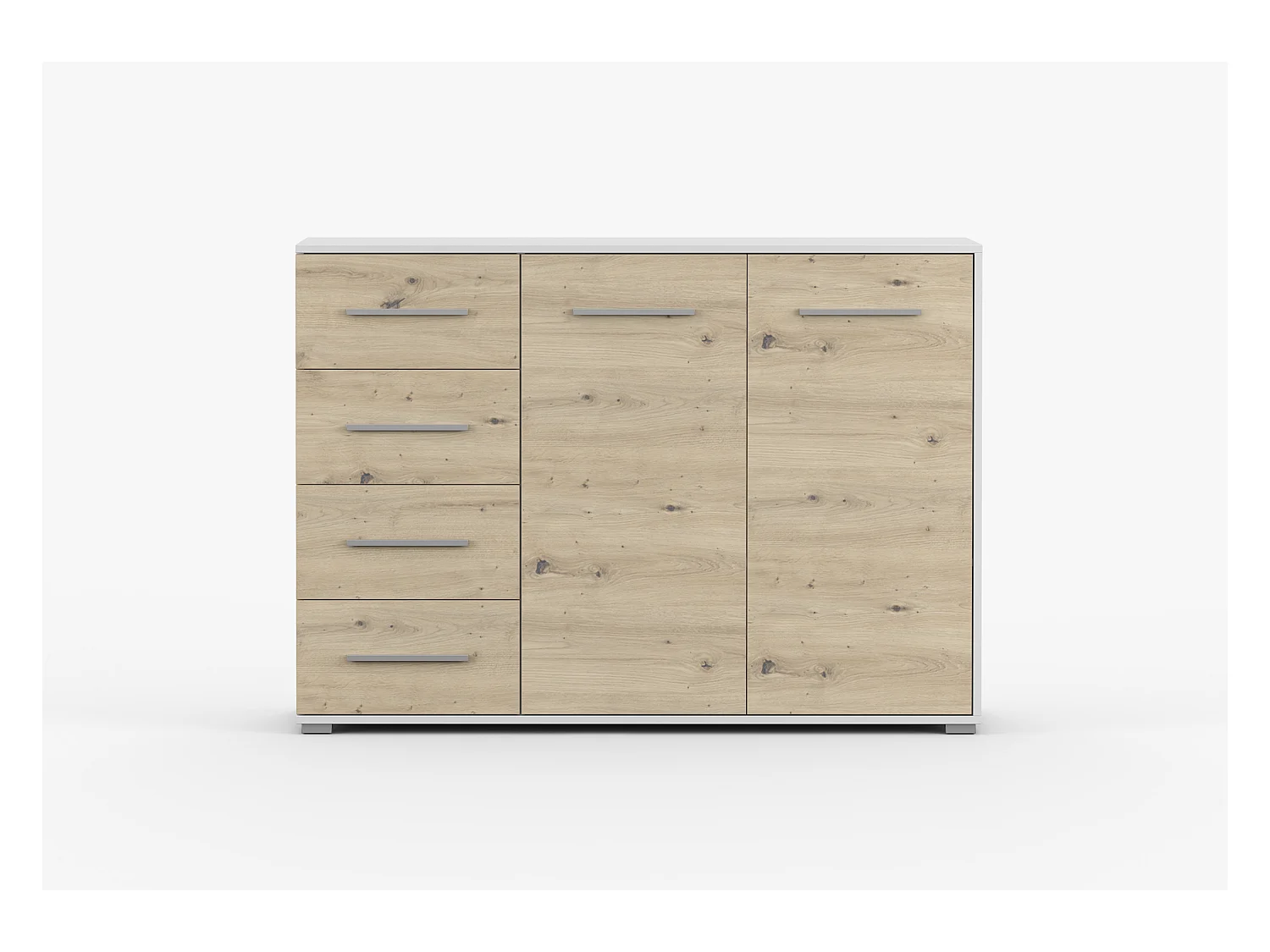 Buffet - Commode Ilario III 135 cm - Aspect mat - Blanc - Artisan