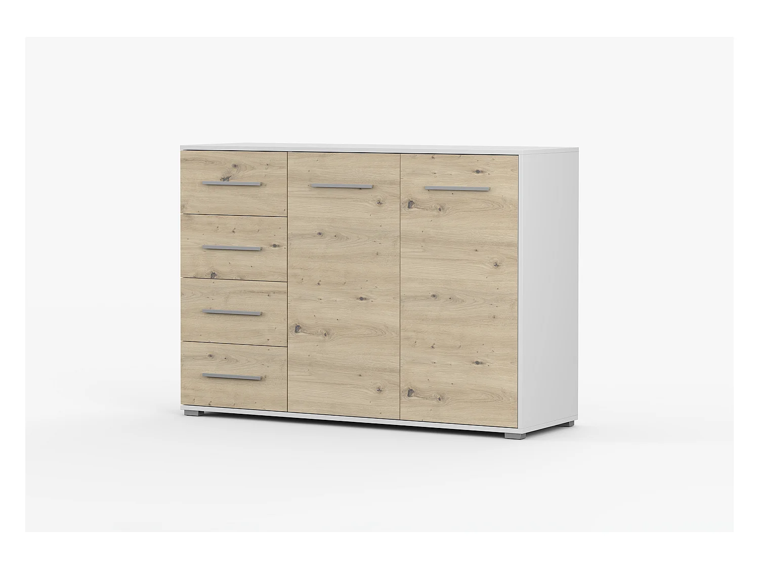 Buffet - Commode Ilario III 135 cm - Aspect mat - Blanc - Artisan