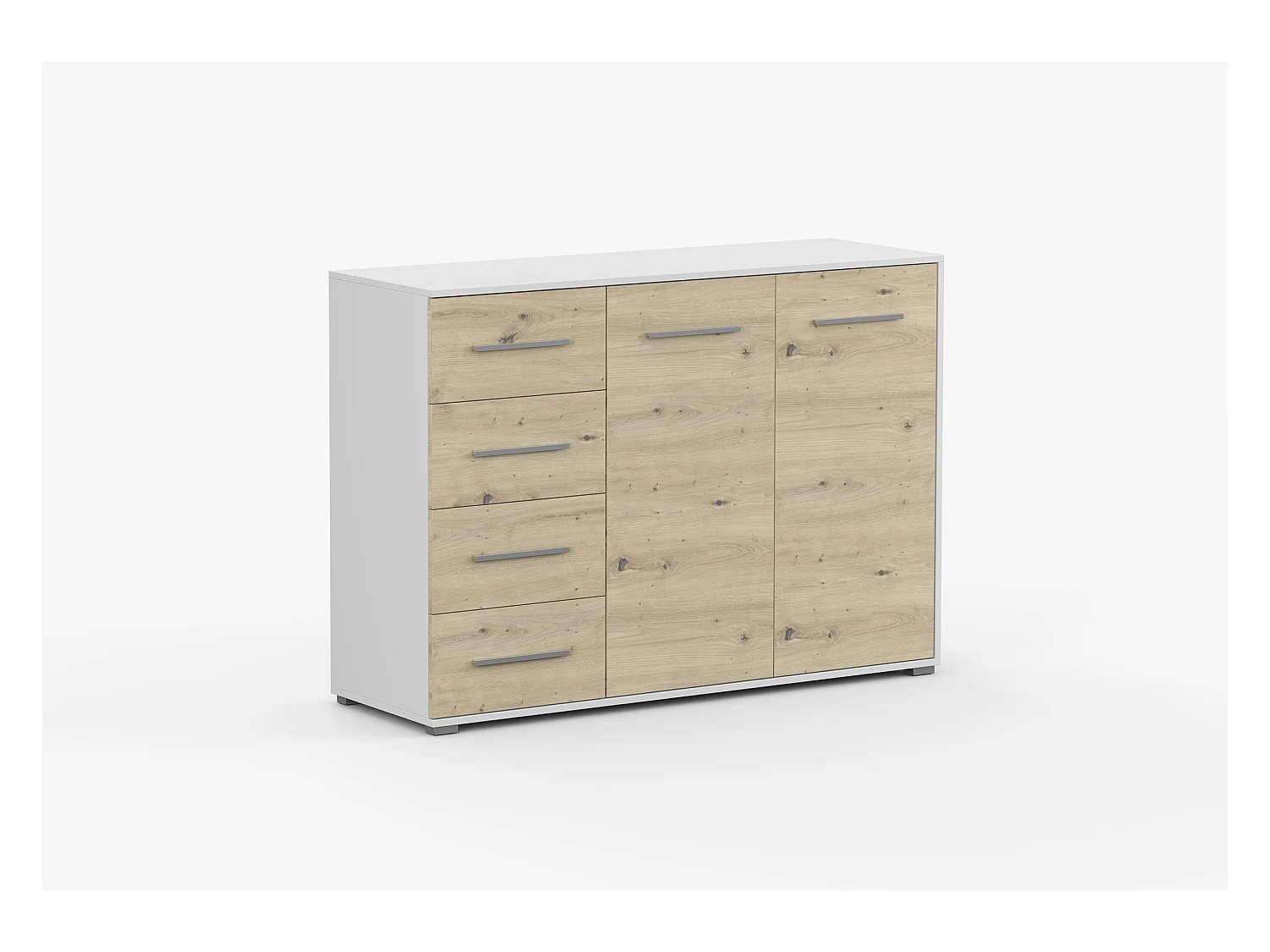 Buffet - Commode Ilario III 135 cm - Aspect mat - Blanc - Artisan