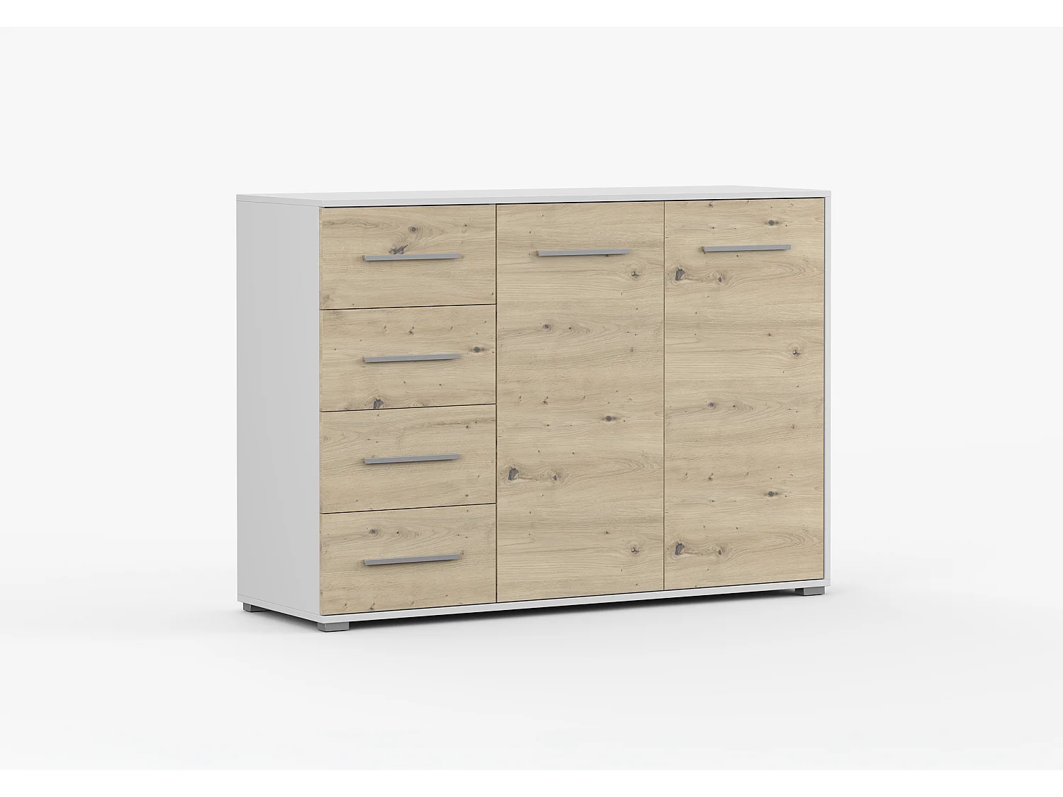Buffet - Commode Ilario III 135 cm - Aspect mat - Blanc - Artisan