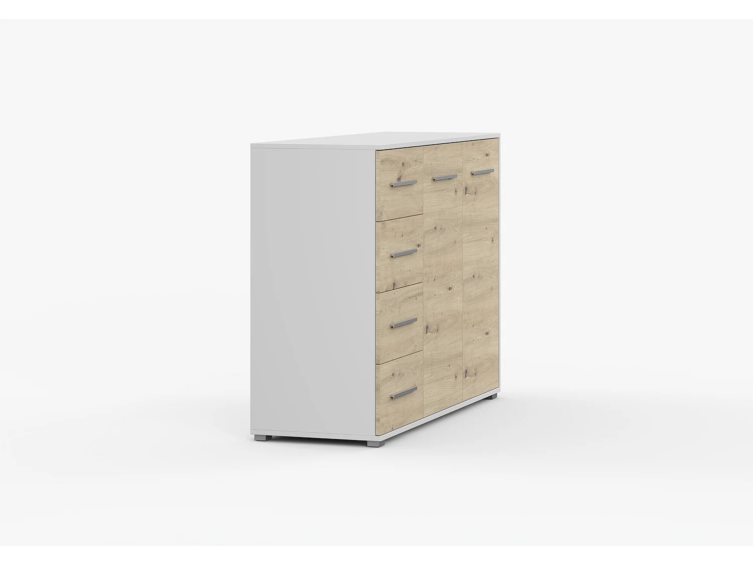 Buffet - Commode Ilario III 135 cm - Aspect mat - Blanc - Artisan