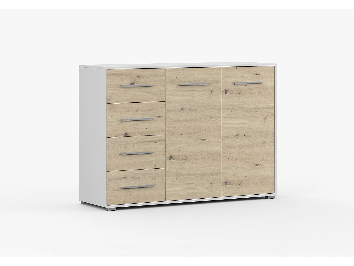Buffet - Commode Ilario III 135 cm - Aspect mat - Blanc - Artisan