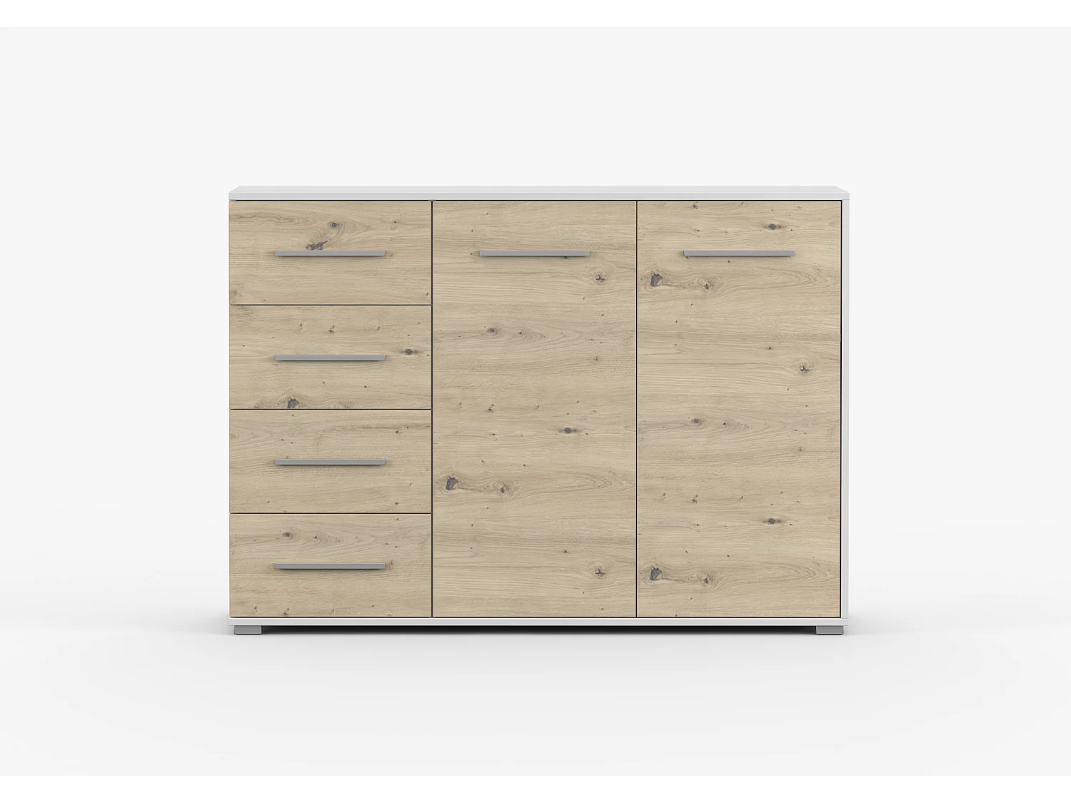 Buffet - Commode Ilario III 135 cm - Aspect mat - Blanc - Artisan