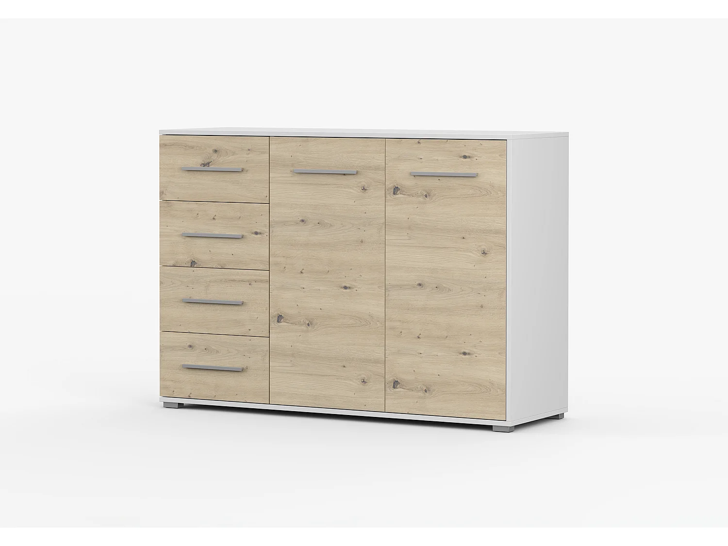 Buffet - Commode Ilario III 135 cm - Aspect mat - Blanc - Artisan