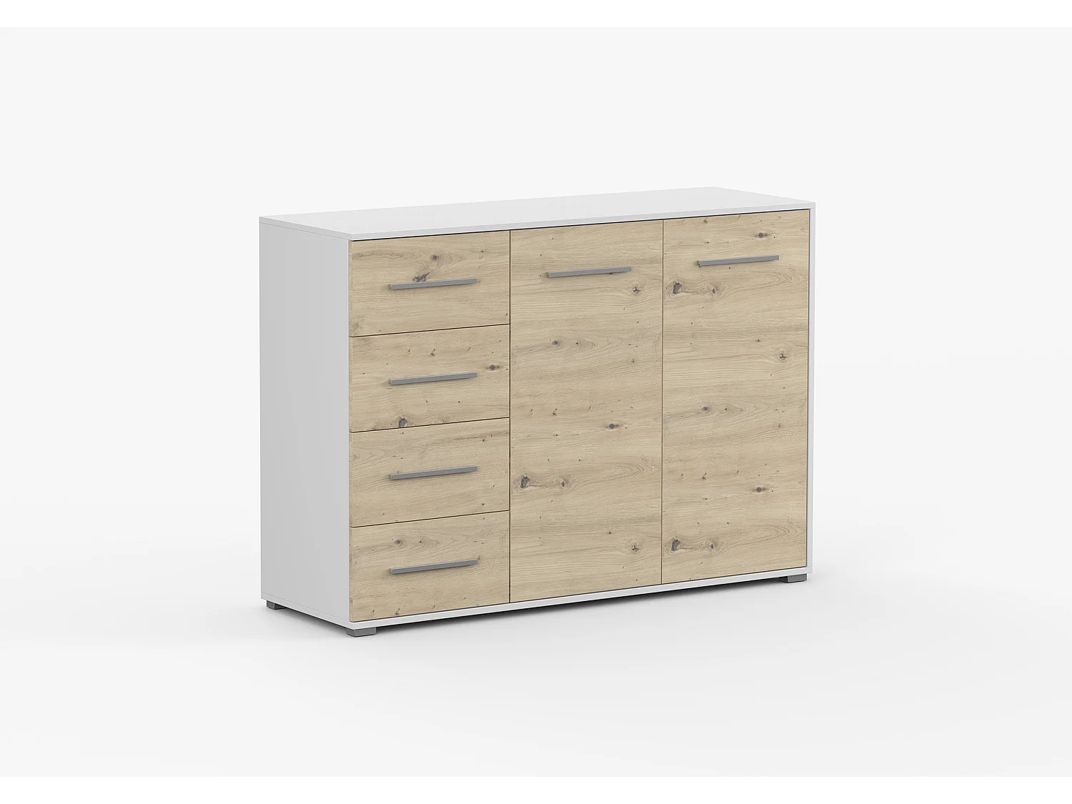 Buffet - Commode Ilario III 135 cm - Aspect mat - Blanc - Artisan