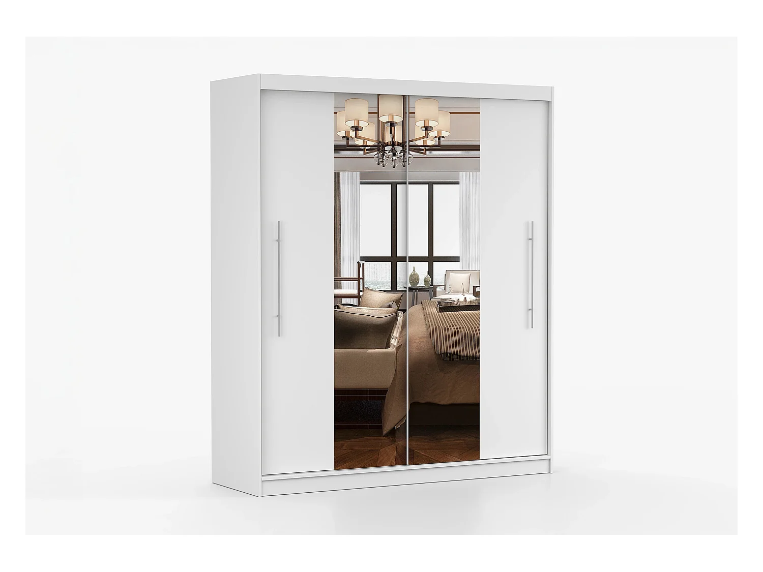 Armoire Eireen I 203 cm avec miroir - Blanc