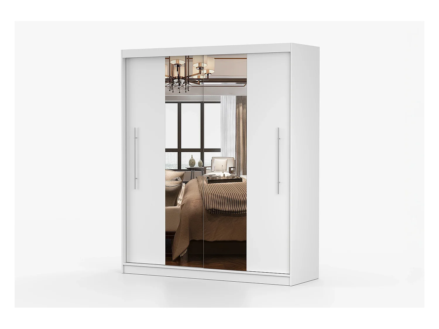 Armoire Eireen I 203 cm avec miroir - Blanc