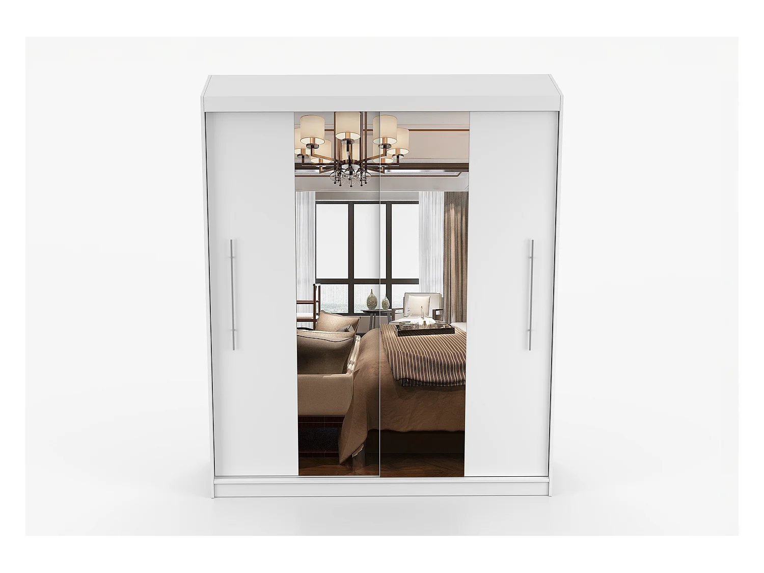 Armoire Eireen I 203 cm avec miroir - Blanc