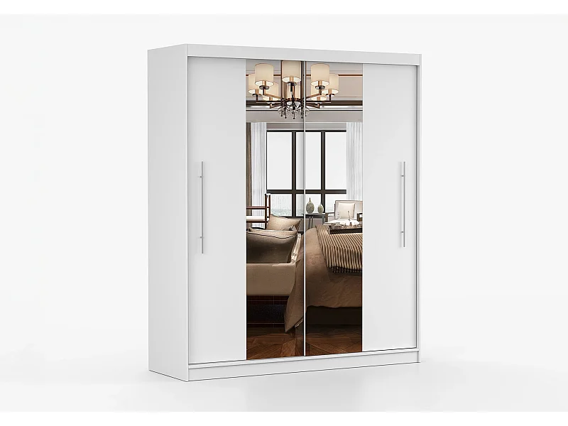 Armoire Eireen I 203 cm avec miroir - Blanc