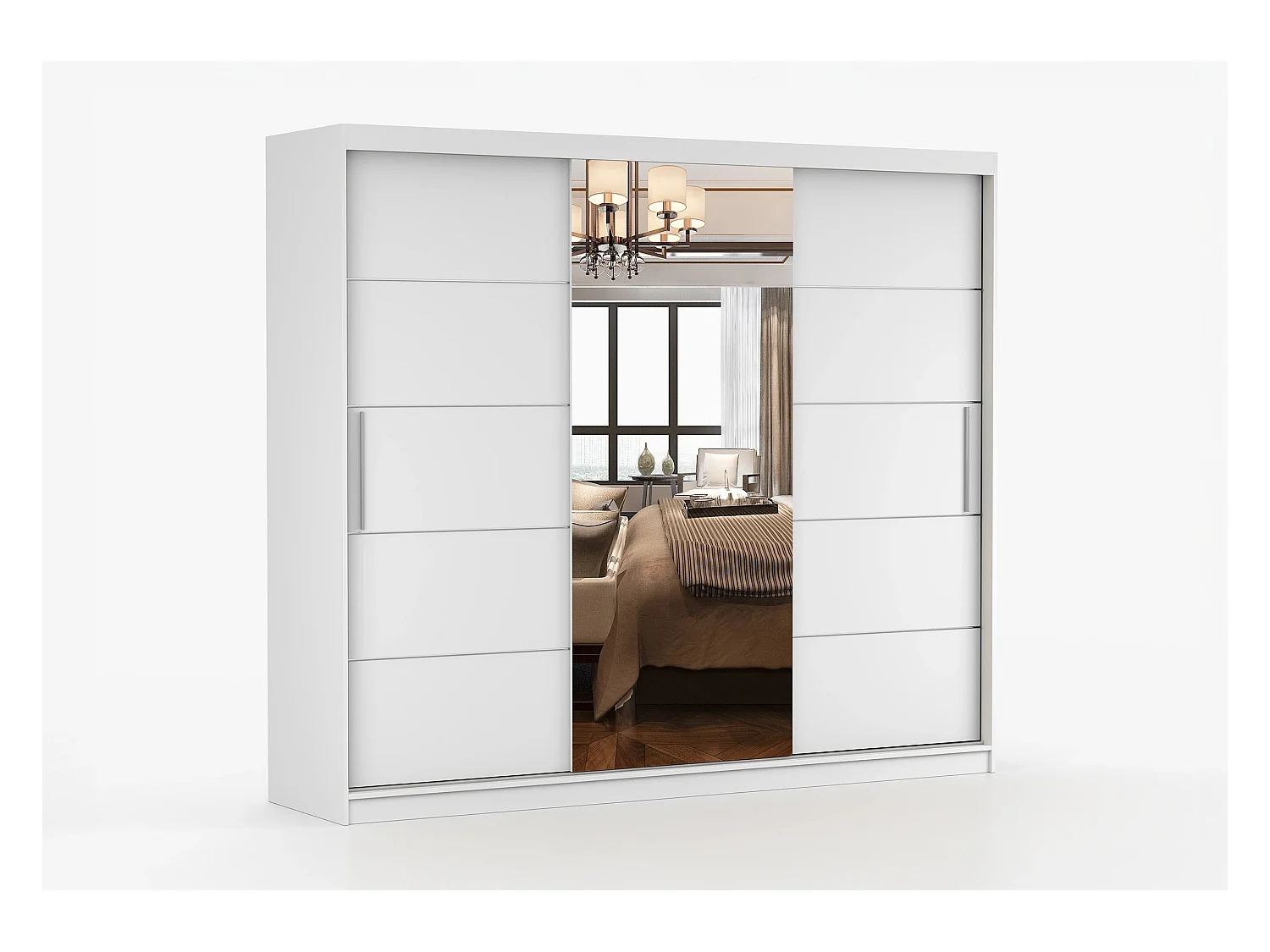Armoire Théana avec miroir 250 cm - Blanc