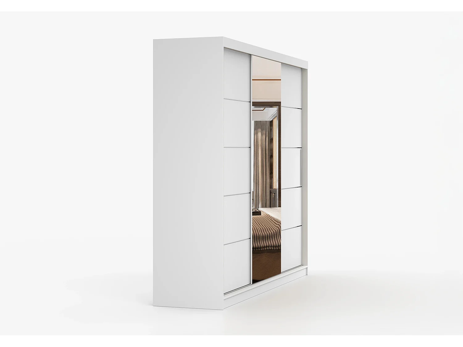 Armoire Théana avec miroir 250 cm - Blanc