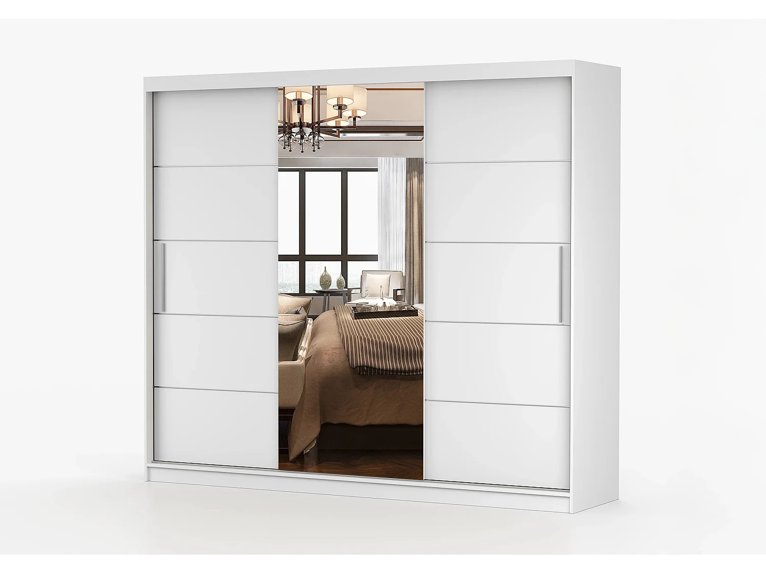 Armoire Théana avec miroir 250 cm - Blanc