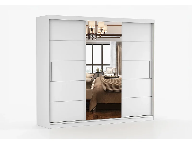 Armoire Théana avec miroir 250 cm - Blanc