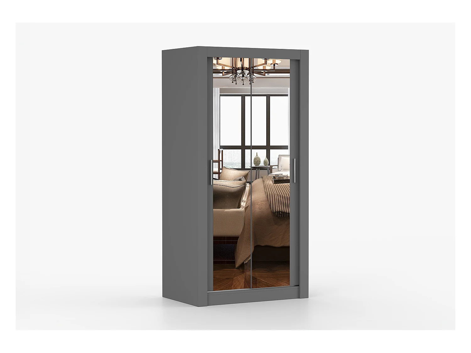 Armoire Moira 100 cm avec miroir - Gris