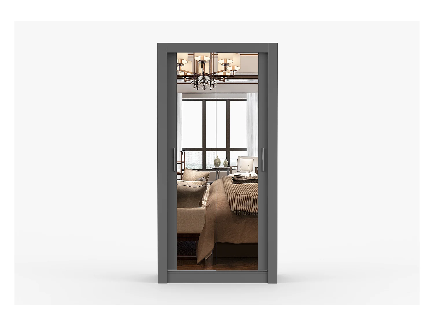 Armoire Moira 100 cm avec miroir - Gris