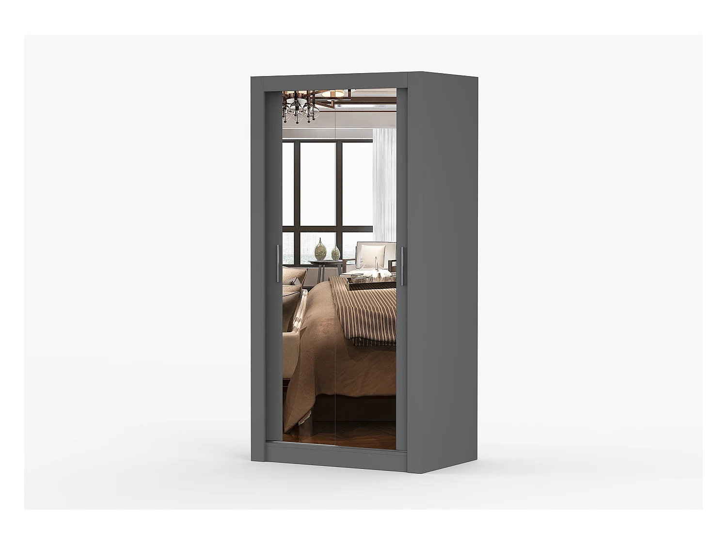 Armoire Moira 100 cm avec miroir - Gris