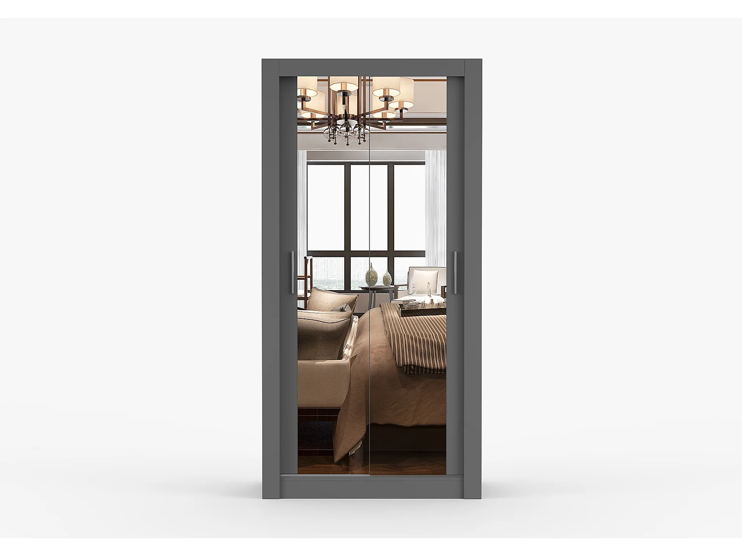 Armoire Moira 100 cm avec miroir - Gris