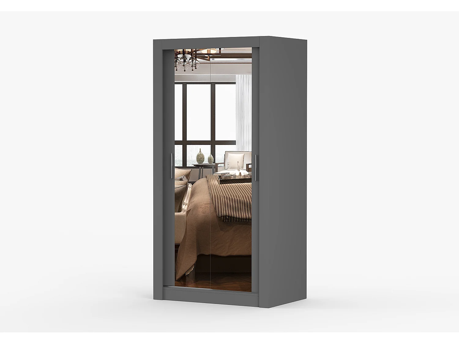 Armoire Moira 100 cm avec miroir - Gris