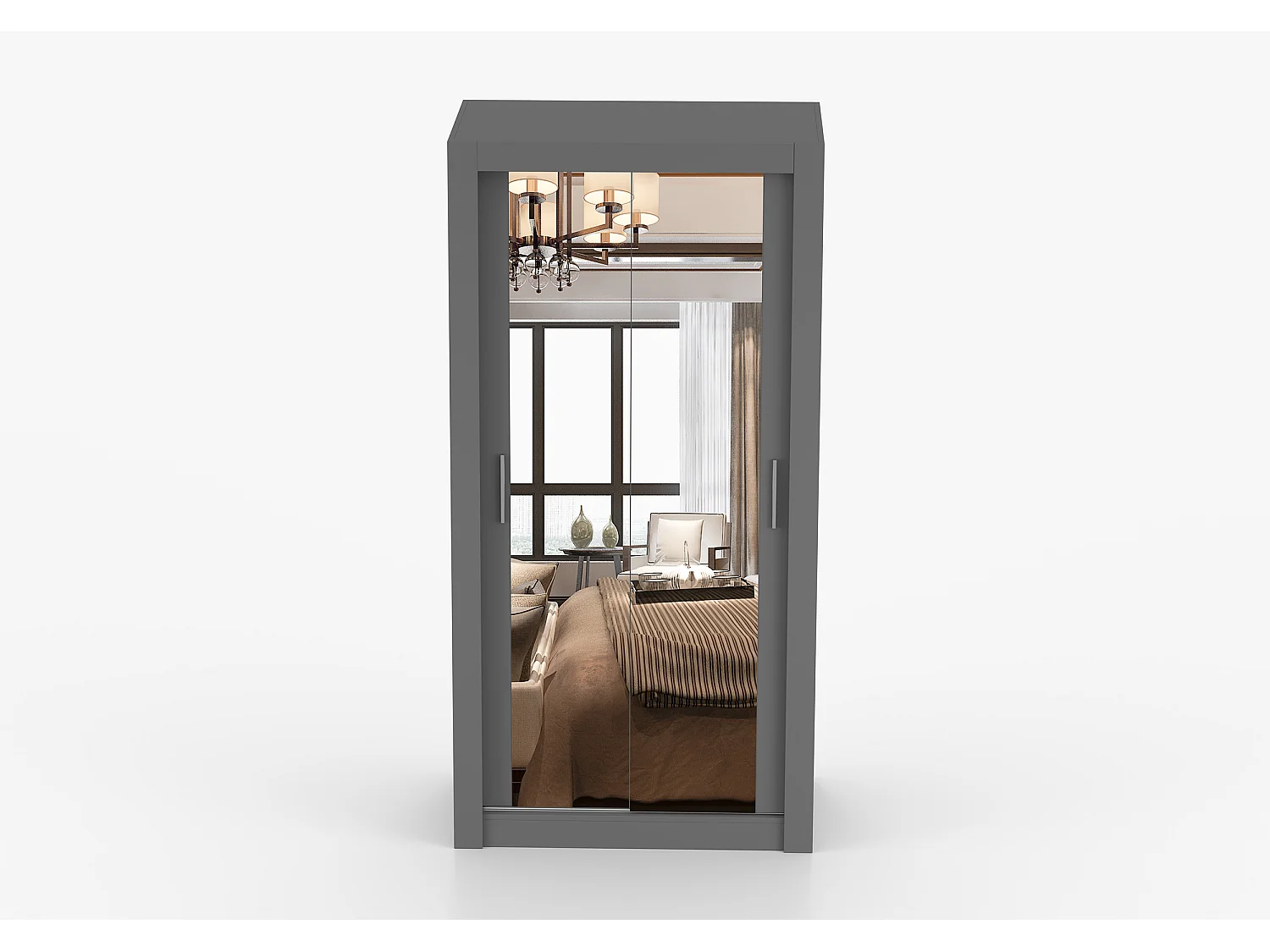 Armoire Moira 100 cm avec miroir - Gris