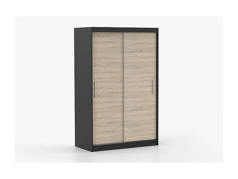 Armoire Yvaé 120 cm - Noir - Chêne