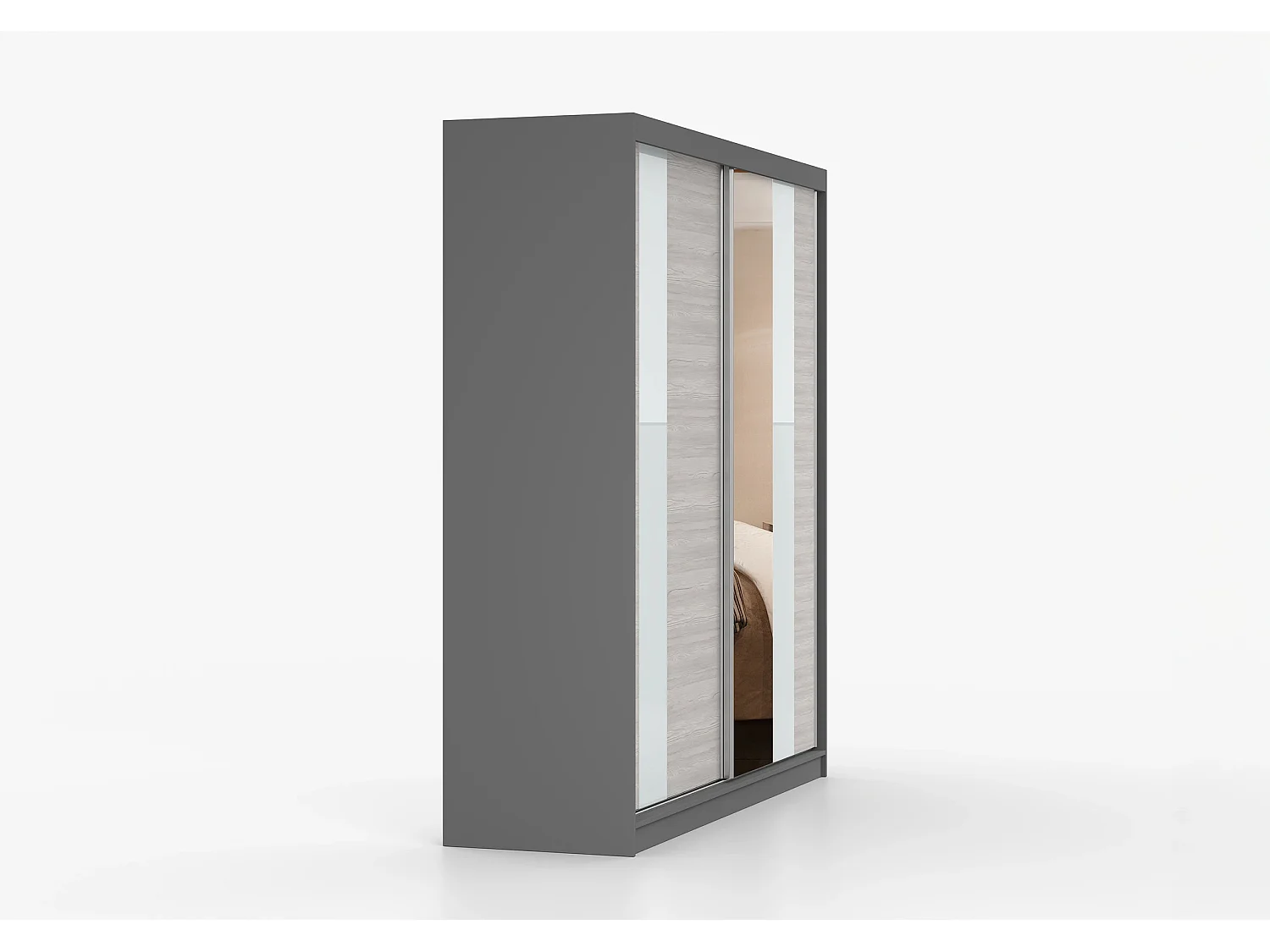 Armoire Évania 203 cm avec miroir - Gris - Kathult