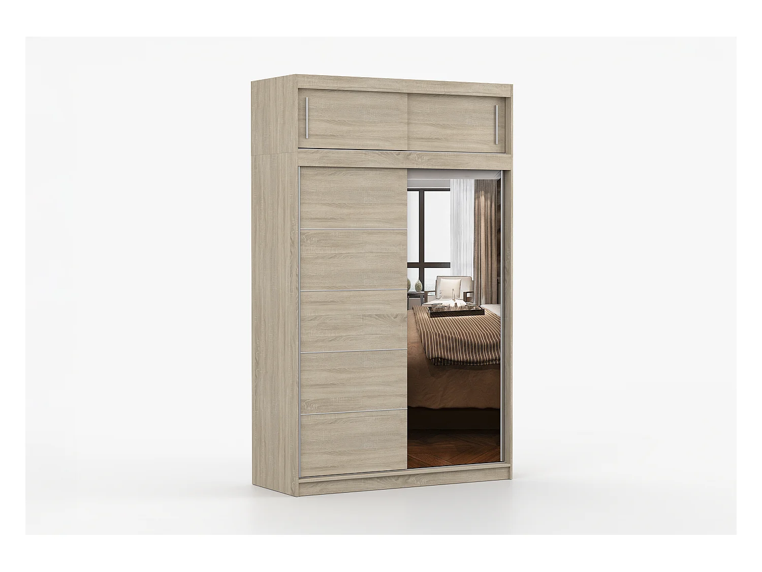 Armoire avec extension Faella 150 cm avec miroir - Chêne