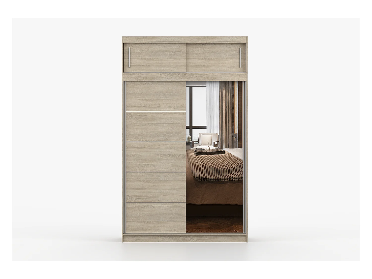 Armoire avec extension Faella 150 cm avec miroir - Chêne