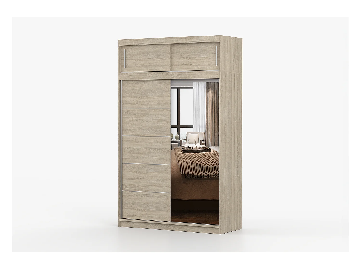 Armoire avec extension Faella 150 cm avec miroir - Chêne