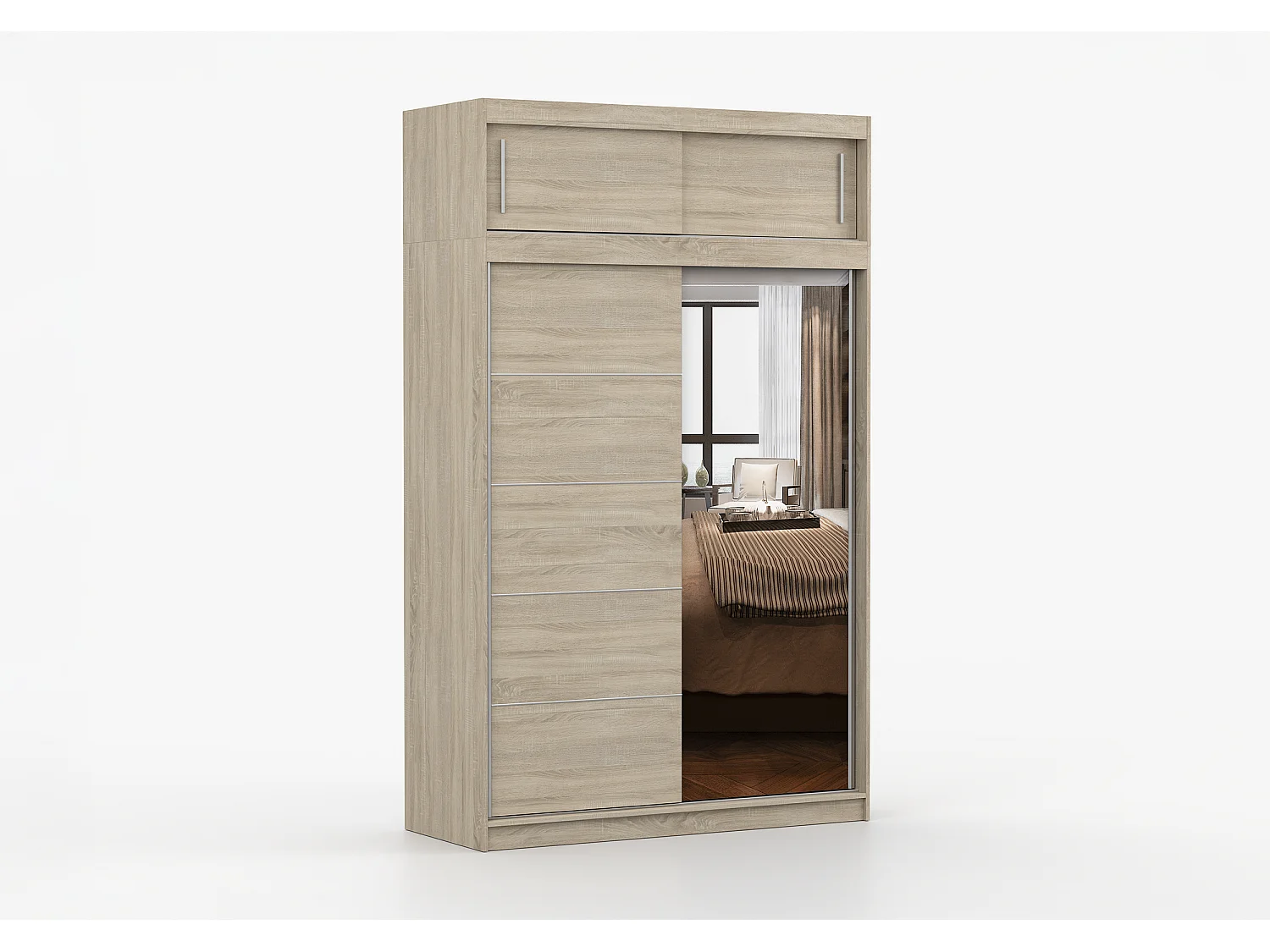 Armoire avec extension Faella 150 cm avec miroir - Chêne