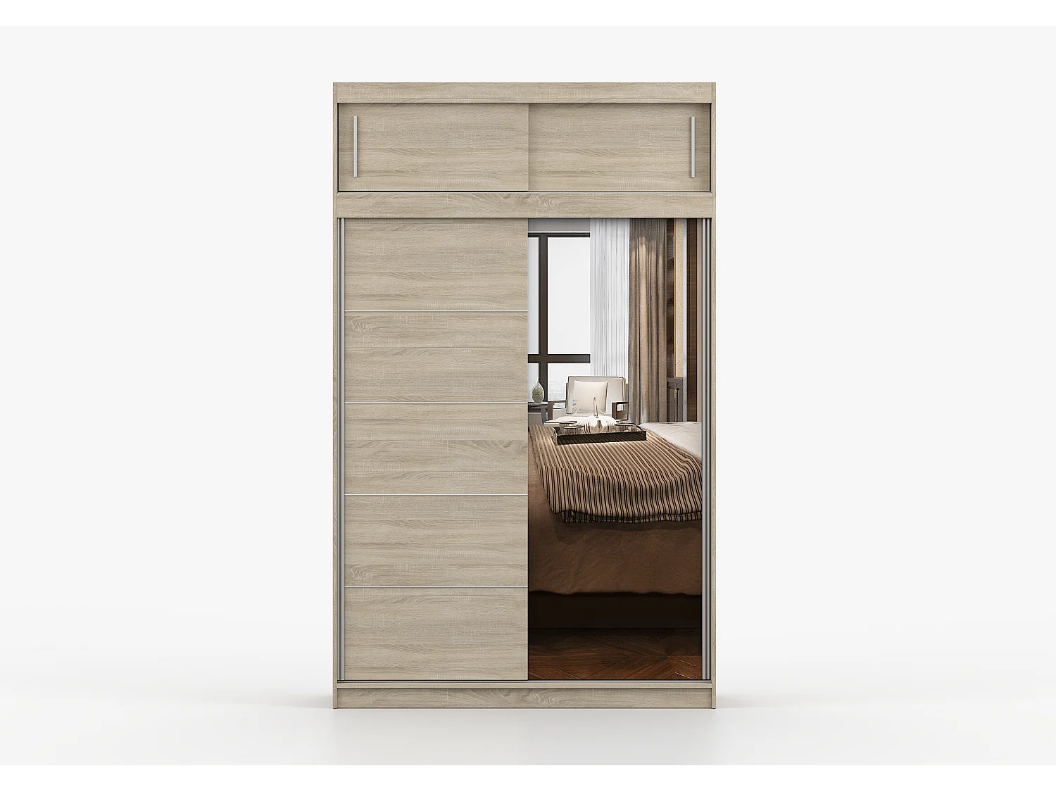 Armoire avec extension Faella 150 cm avec miroir - Chêne