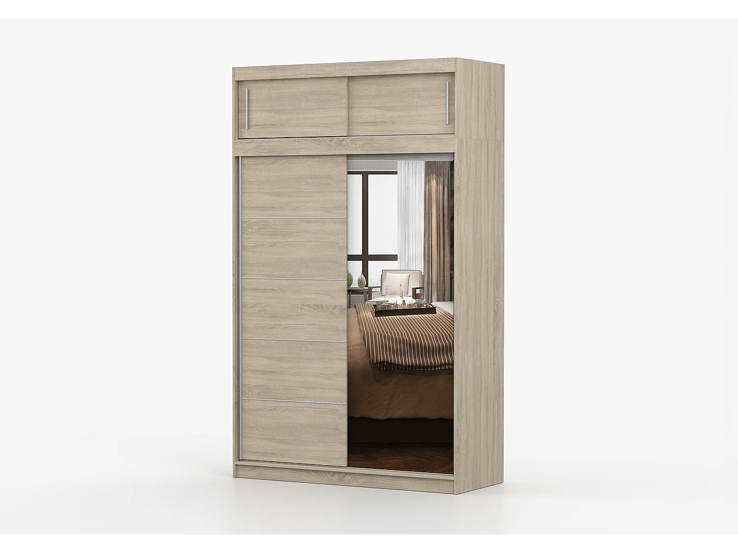 Armoire avec extension Faella 150 cm avec miroir - Chêne