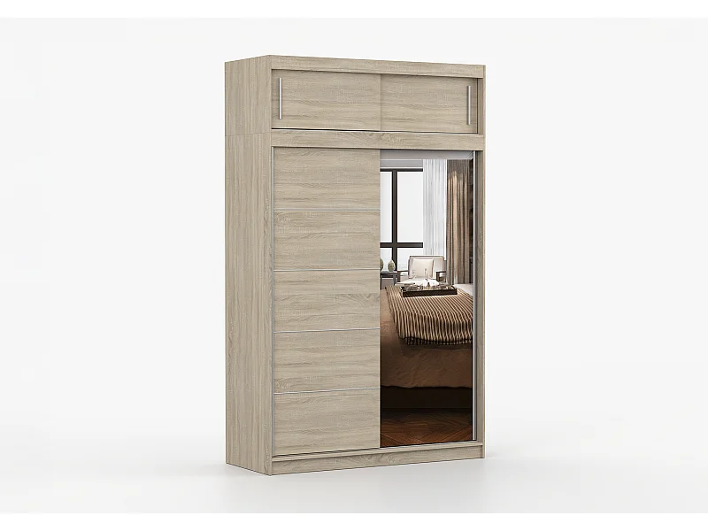 Armoire avec extension Faella 150 cm avec miroir - Chêne