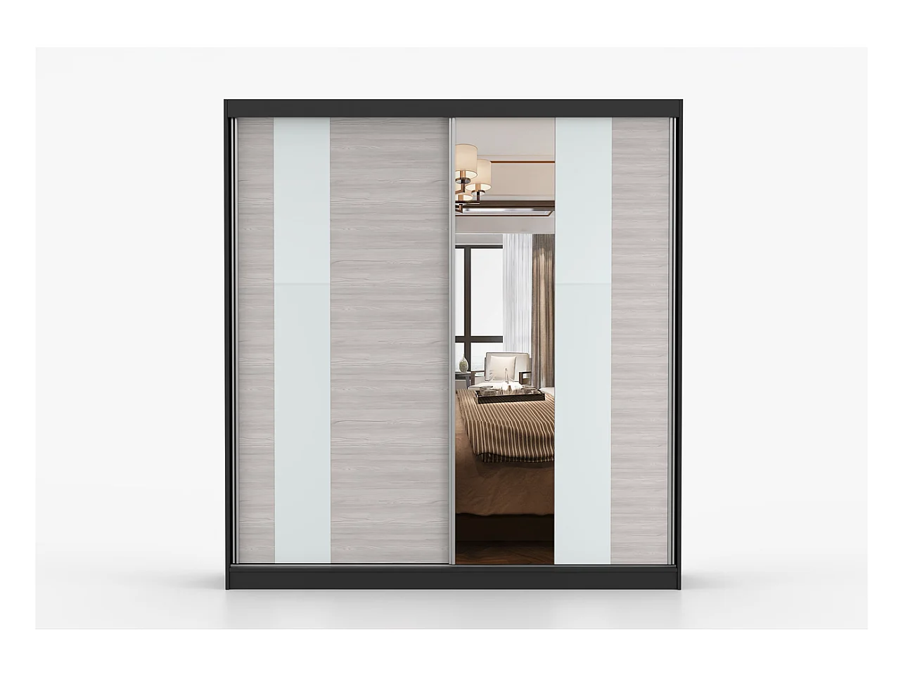 Armoire Évania 203 cm avec miroir - Blanc - Kathult