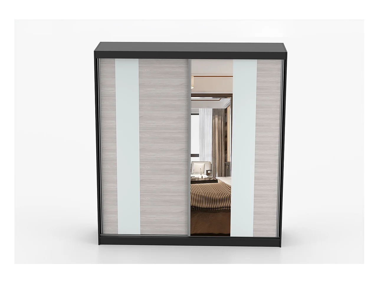 Armoire Évania 203 cm avec miroir - Blanc - Kathult