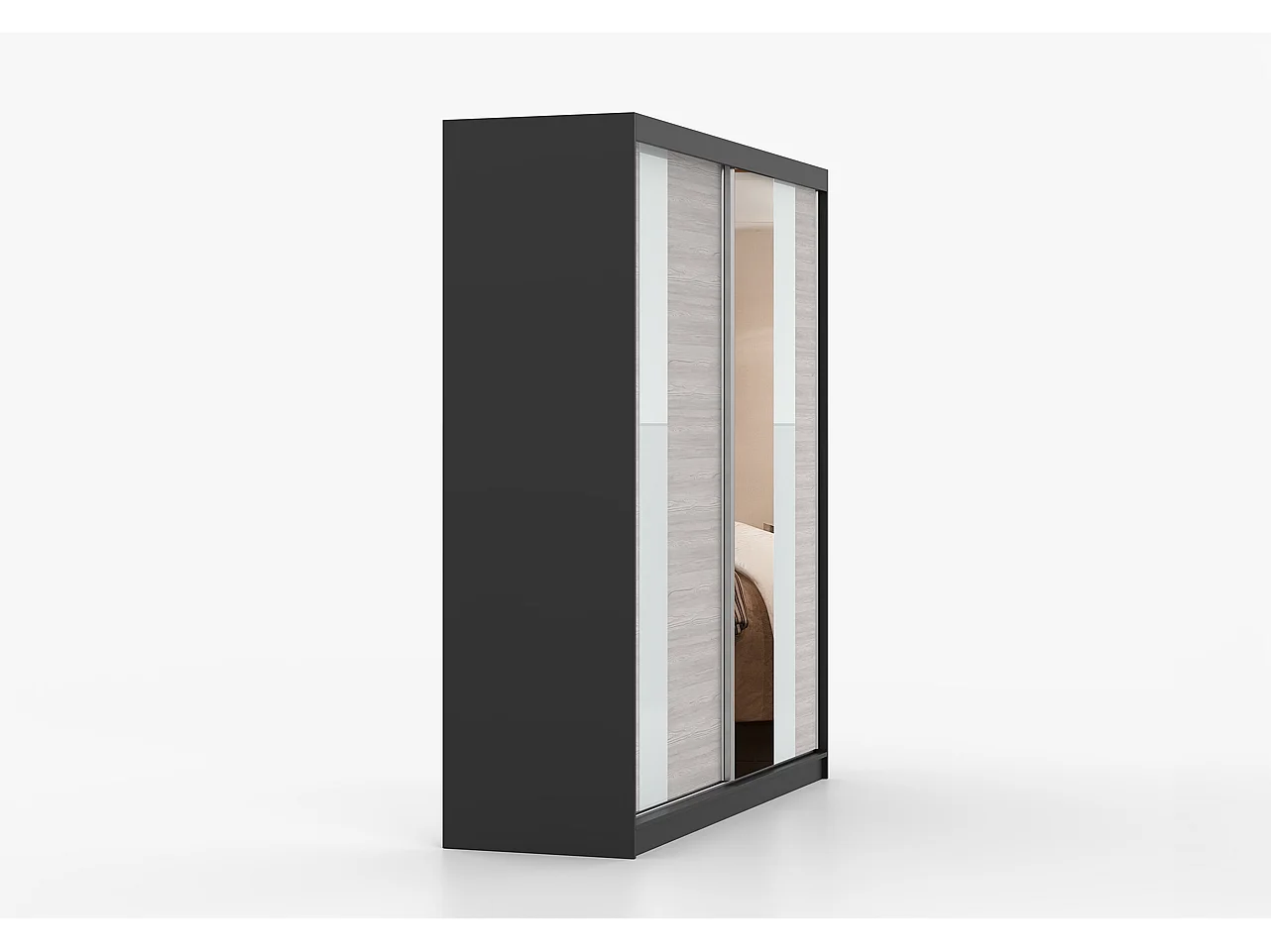 Armoire Évania 203 cm avec miroir - Blanc - Kathult