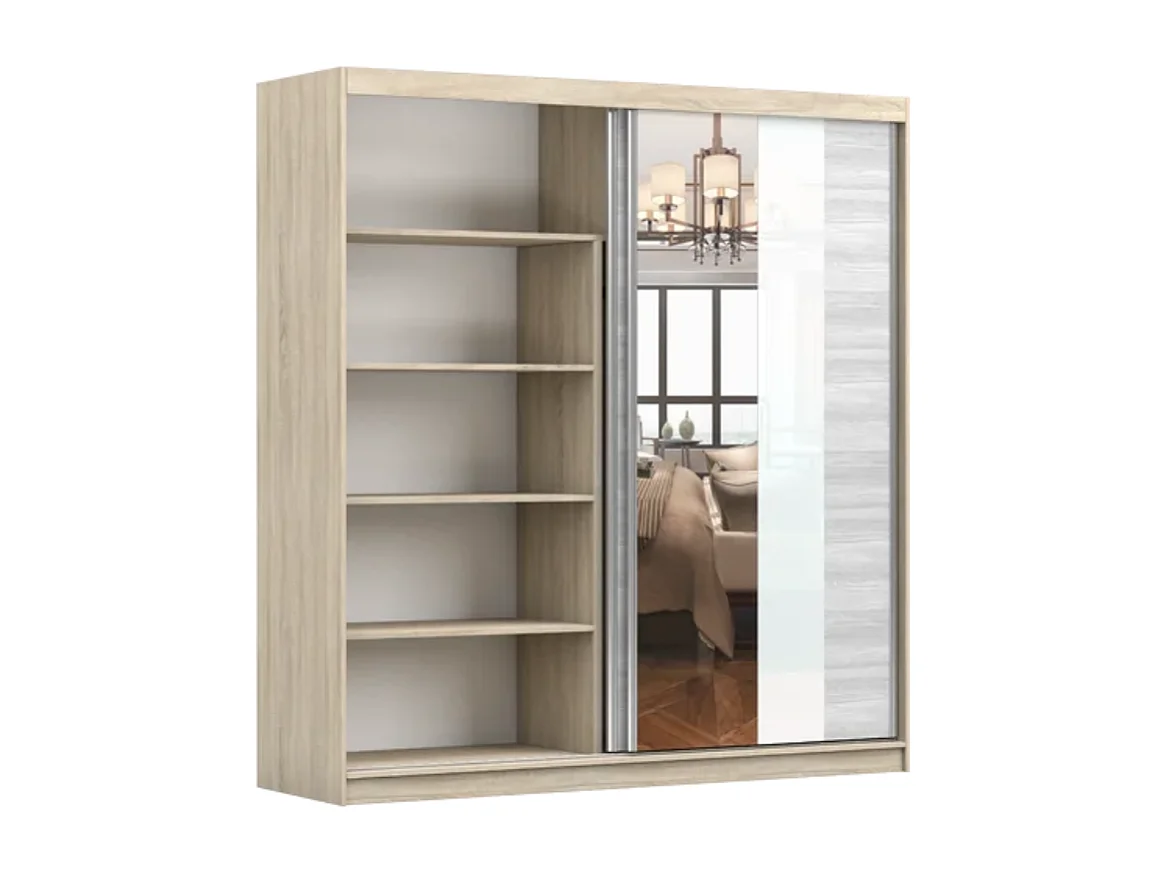 Armoire Évania 203 cm avec miroir - Blanc - Kathult