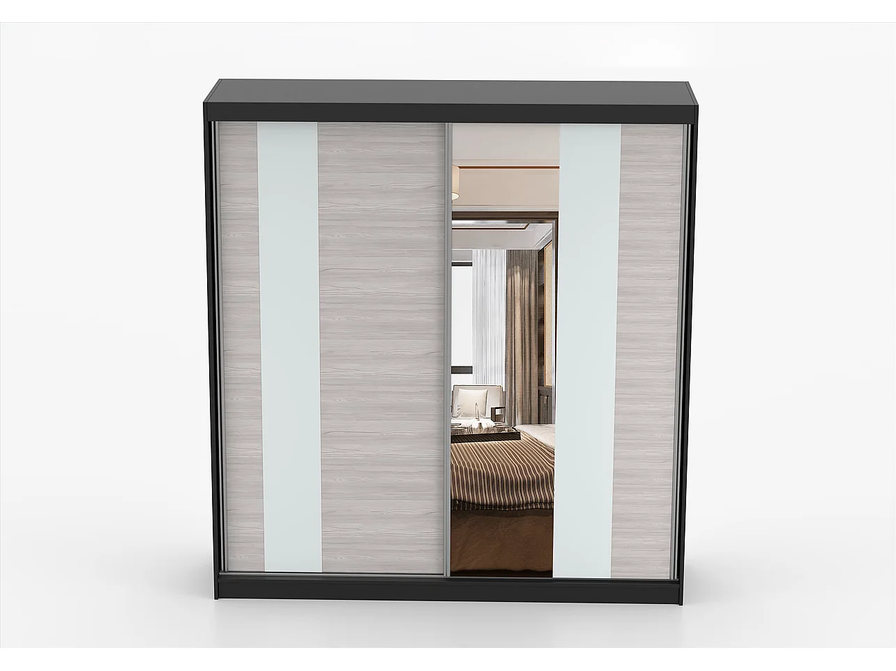 Armoire Évania 203 cm avec miroir - Blanc - Kathult