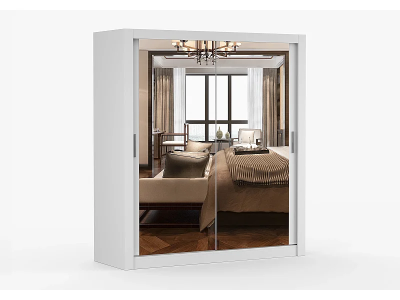 Armoire Miro 180 cm avec miroir - Blanc