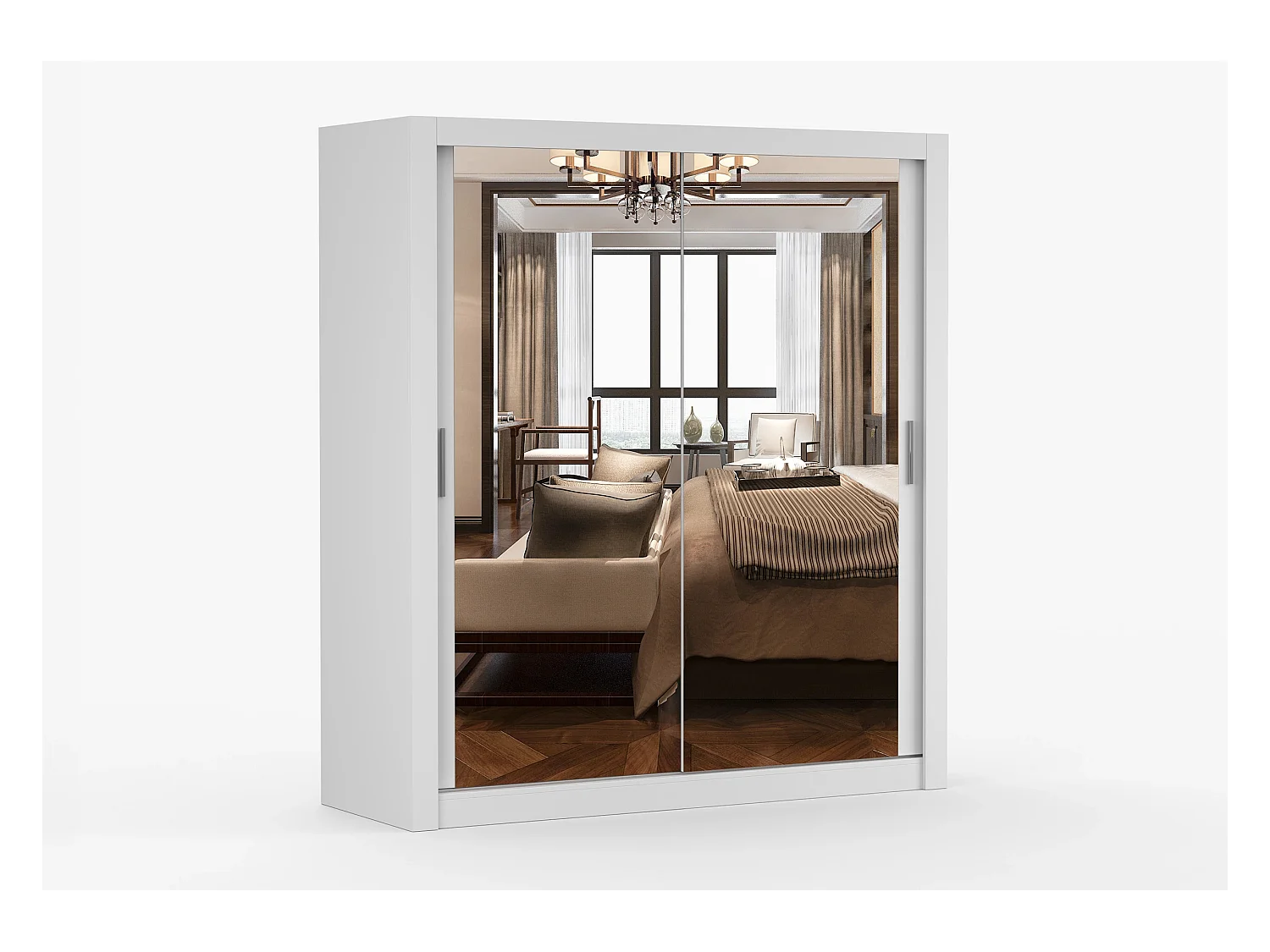 Armoire Miro 180 cm avec miroir - Blanc