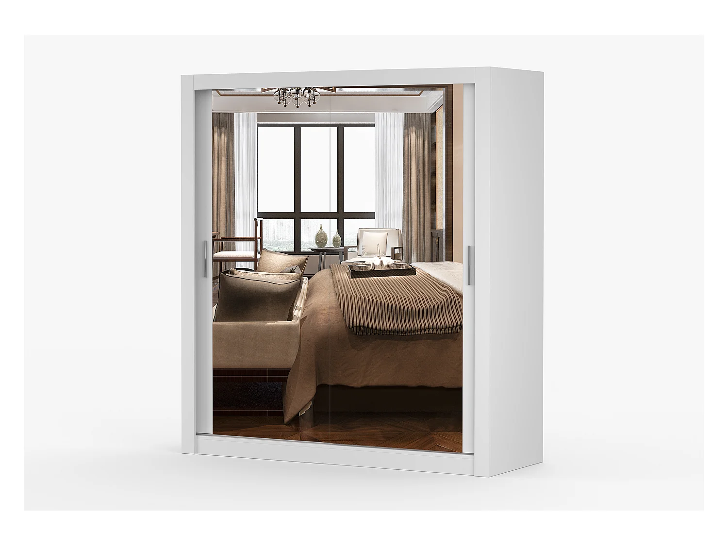 Armoire Miro 180 cm avec miroir - Blanc