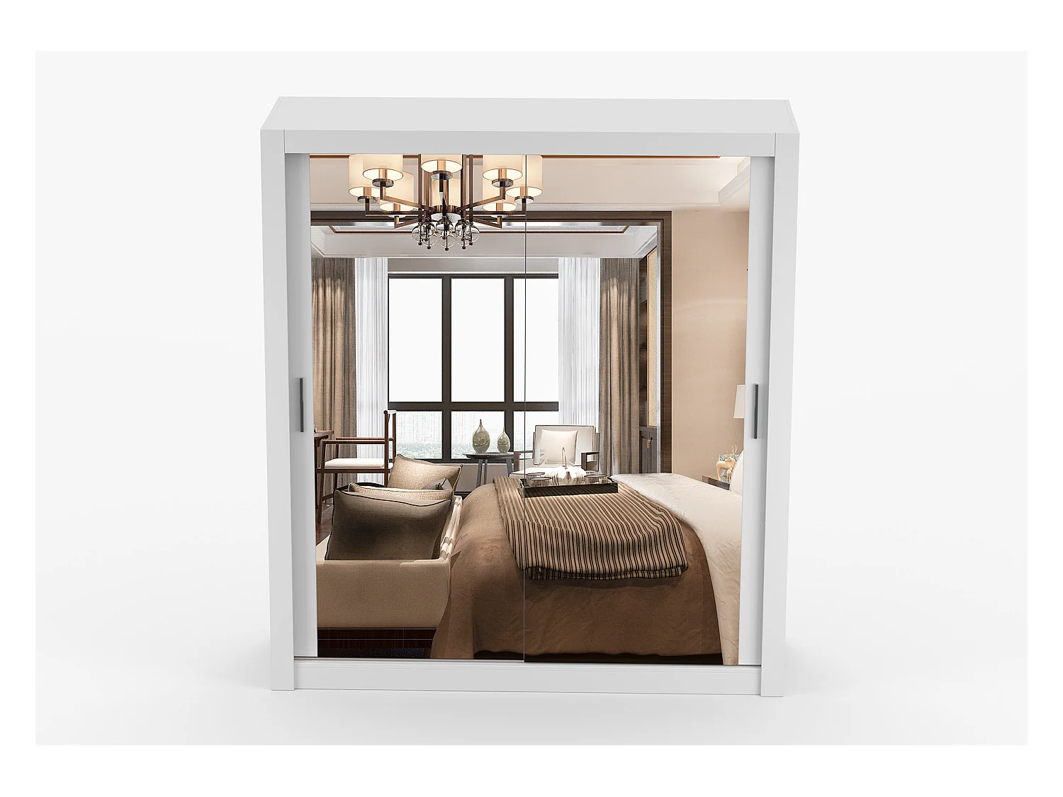 Armoire Miro 180 cm avec miroir - Blanc