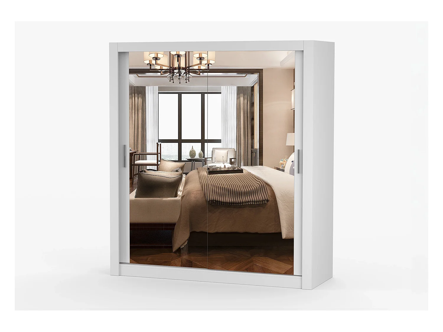 Armoire Miro 180 cm avec miroir - Blanc