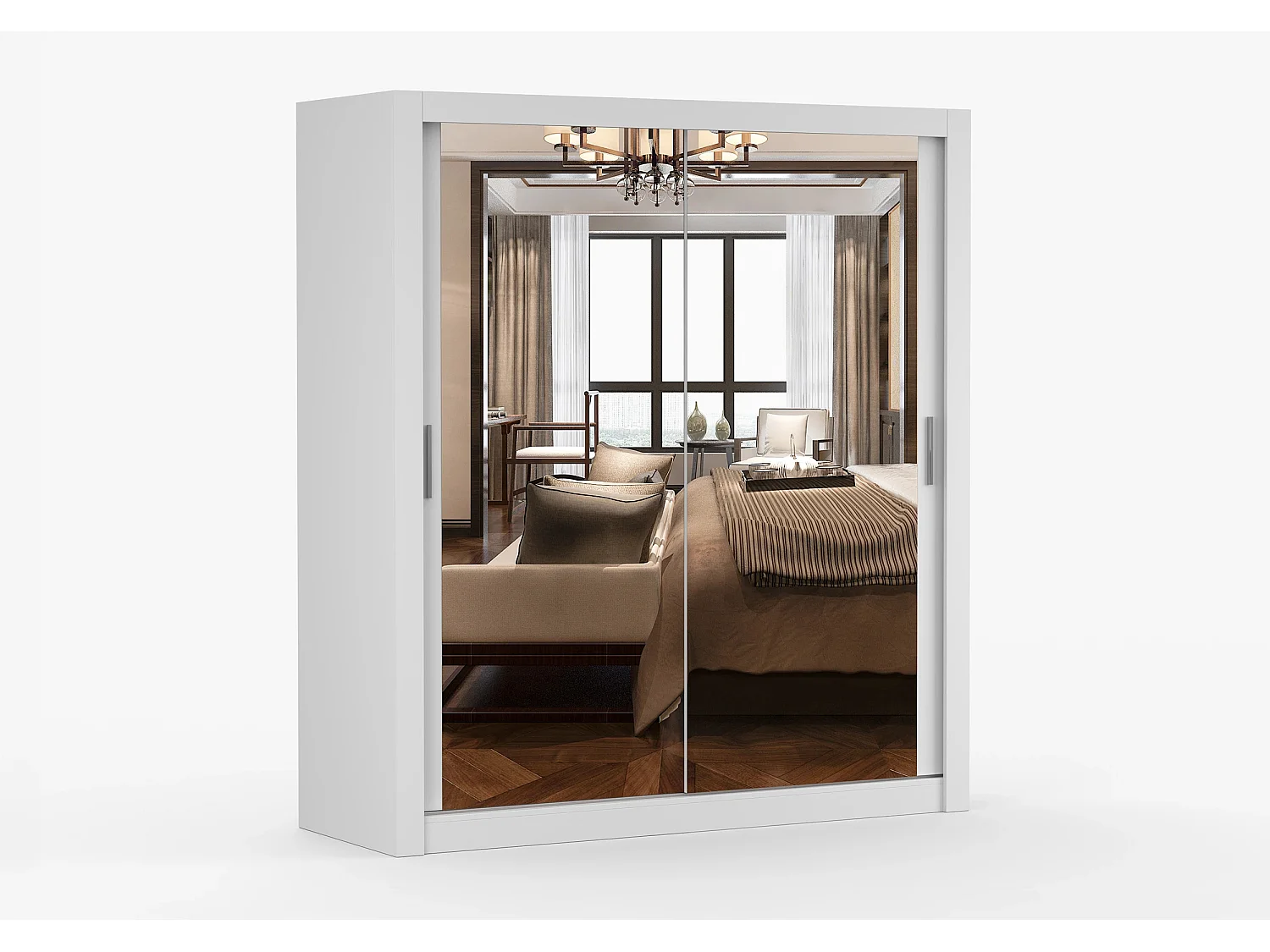 Armoire Miro 180 cm avec miroir - Blanc