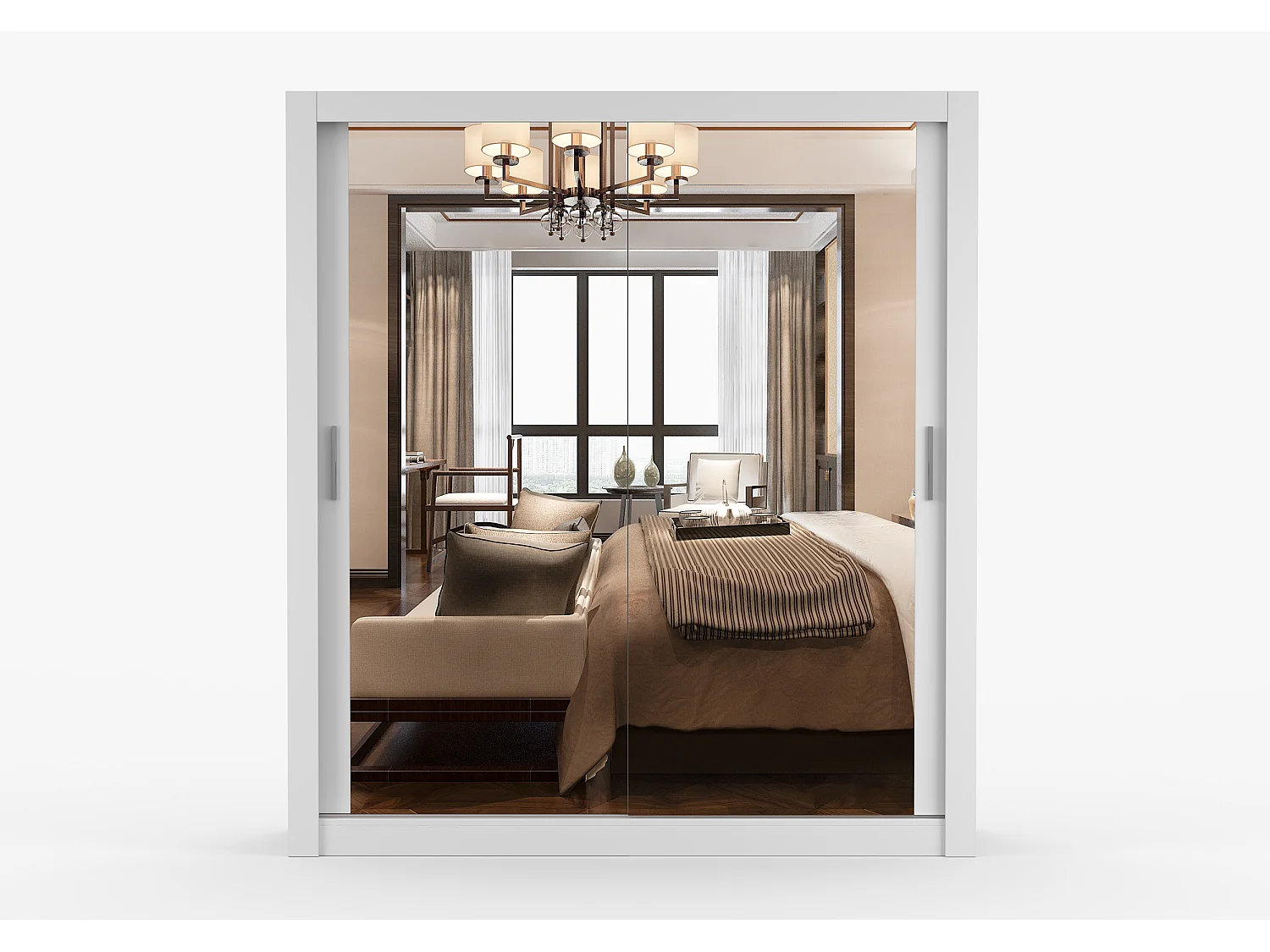 Armoire Miro 180 cm avec miroir - Blanc