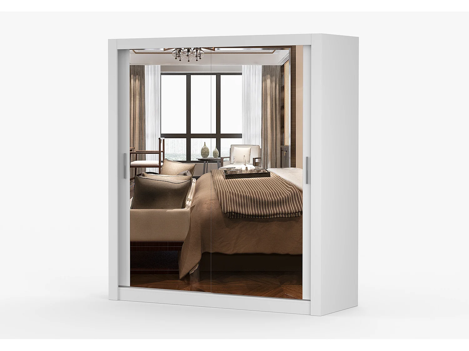 Armoire Miro 180 cm avec miroir - Blanc