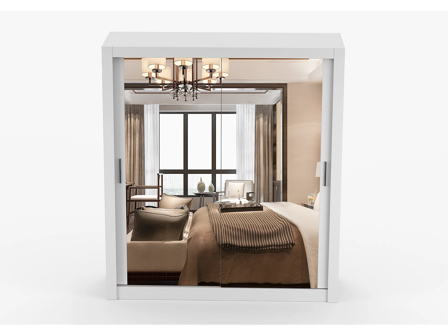 Armoire Miro 180 cm avec miroir - Blanc