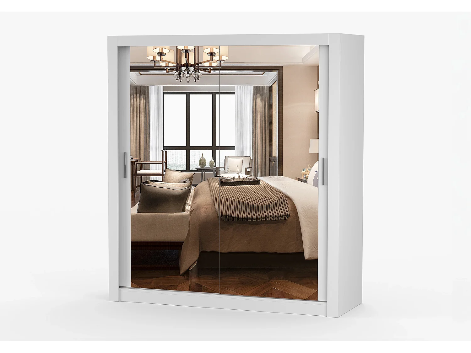 Armoire Miro 180 cm avec miroir - Blanc